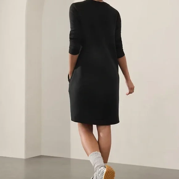 Athleta Coaster Luxe Sweatshirt Black Long Sleeve Dress Med Tall - Picture 2 of 7